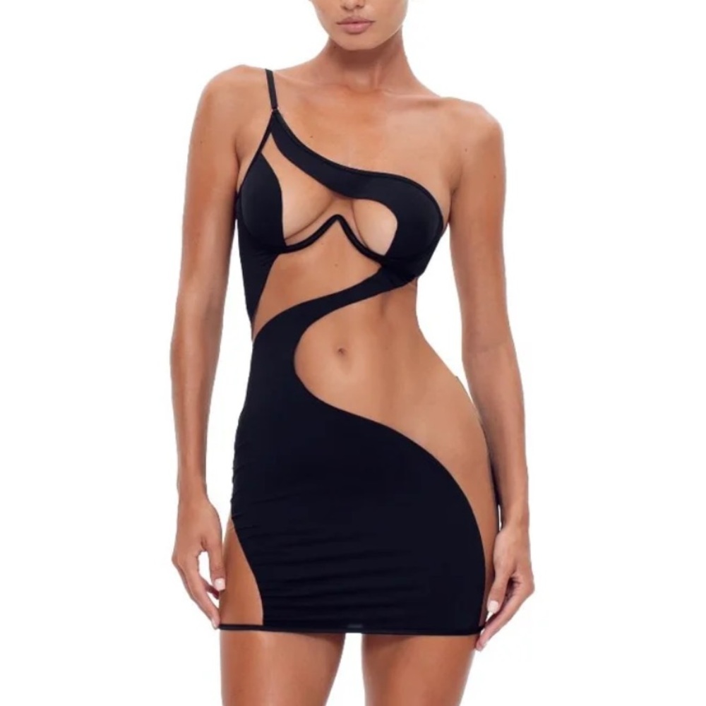 God Save Queens Mesh Black Mini Dress